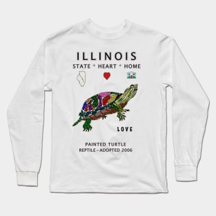 Illinois, Painted Turtle, Love, Valentines Day, State, Heart, Home, State Symbols Long Sleeve T-Shirt